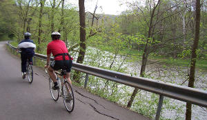 It's a short road ride from the parking area to and from the trail at the Petroleum Center trail head
