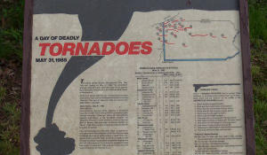 A tornado ripped through part of the trail in 1985 and this is one of the signs telling about that day