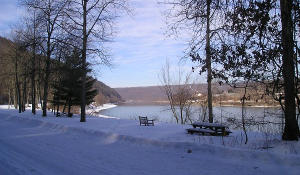 Picnic area about half mile south of Oil City during winter