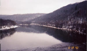 Wintery view from Belmar Bridge of the Allegheny River.