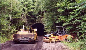 Getting the trail ready to pave through the 2868 foot long Rockland Tunnel that is 21 miles south of Franklin.