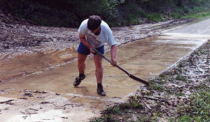 Cleaning the mud off the Allegheny River Trail.