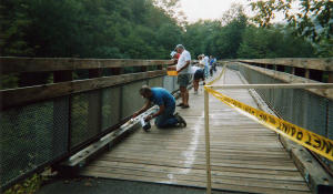 Sealing one of the bridges on the Sandy Creek Trail.